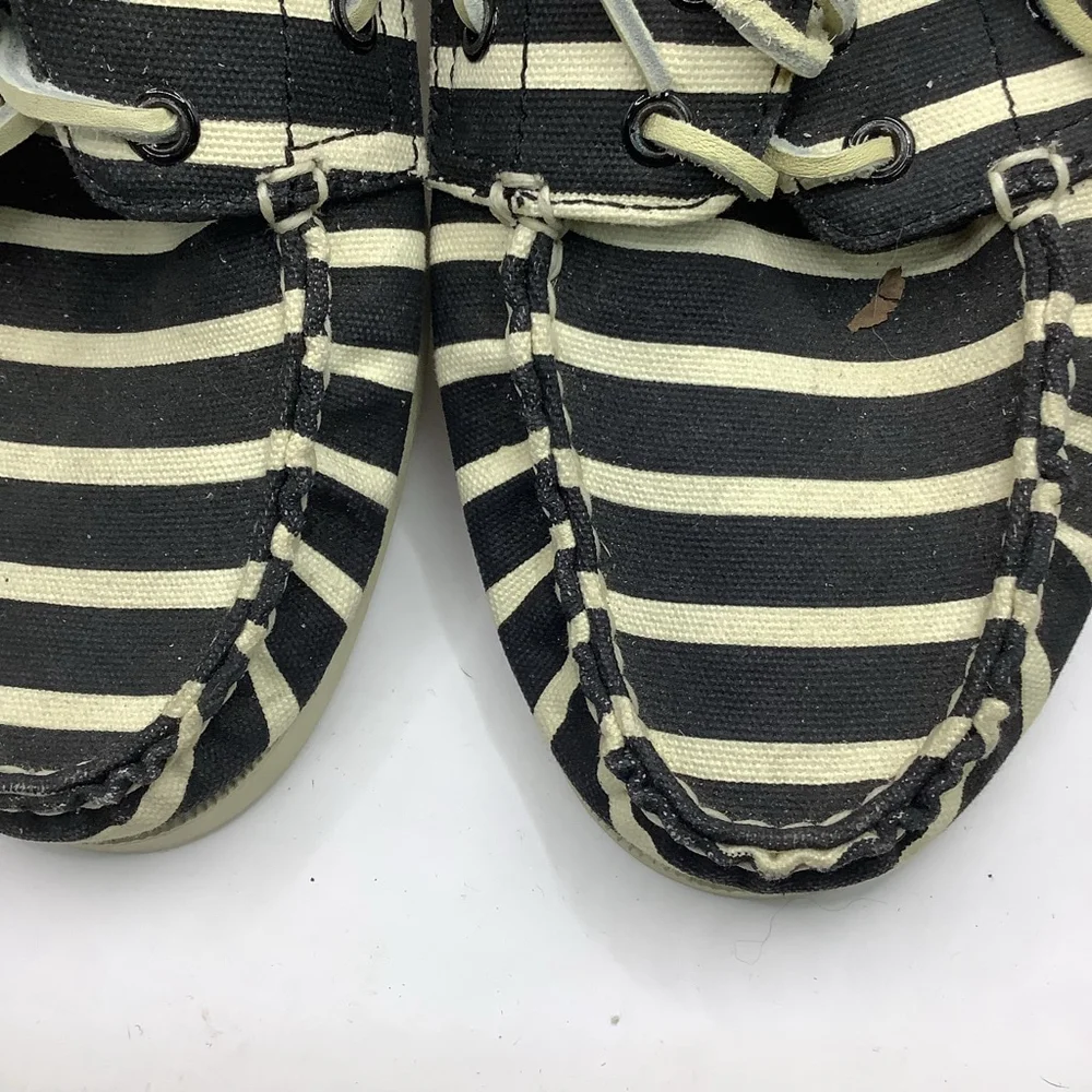 Men's Sperry Top-Sider Boat Shoes Size 10 Black White Striped